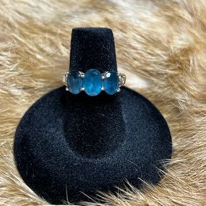 3 Stone London Blue Topaz .925 SS Size 6